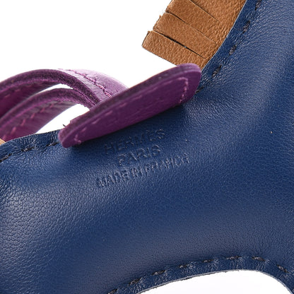 Hermes Milo Lambskin Grigri Rodeo Horse Bag Charm PM Bleu de Malte Kraft Violet 3 of 5
