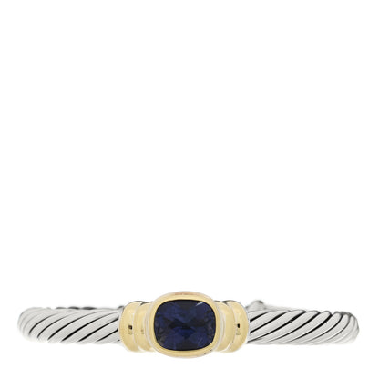 David Yurman Sterling Silver 14K Yellow Gold Amethyst 5mm Noblesse Cable Bracelet 1 of 3