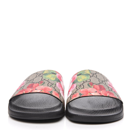 Gucci GG Supreme Monogram Blooms Slide Sandals 38 Beige Multicolor 2 of 7