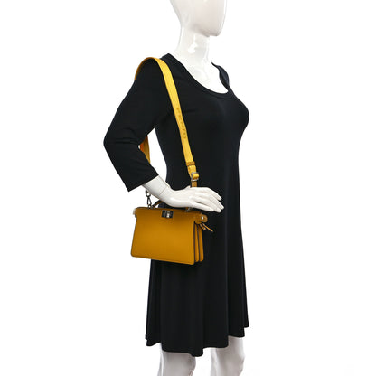 Fendi Cuoio Romano Vitello Cover Bi-Color Peekaboo I See U X Cross Satchel Sunflower Stone Mimosa 2 of 11