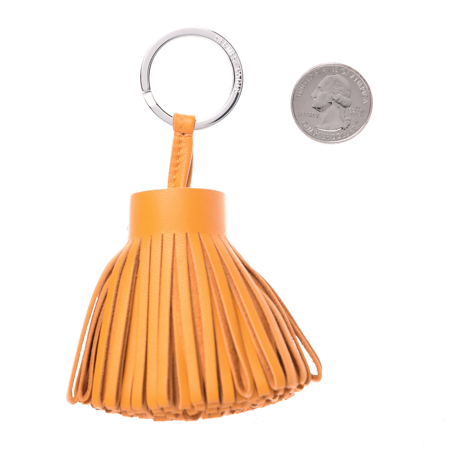 Hermes Lambskin Carmen Tassel Key Holder Jaune D'Or 2 of 3