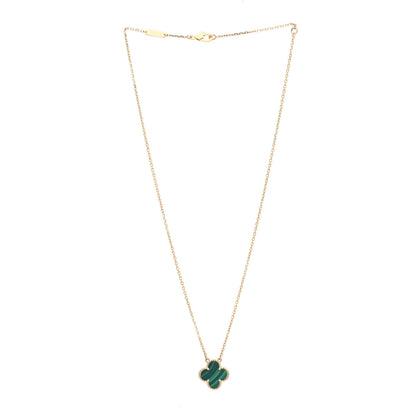 Van Cleef & Arpels 18K Yellow Gold Malachite Vintage Alhambra Pendant Necklace 3 of 7