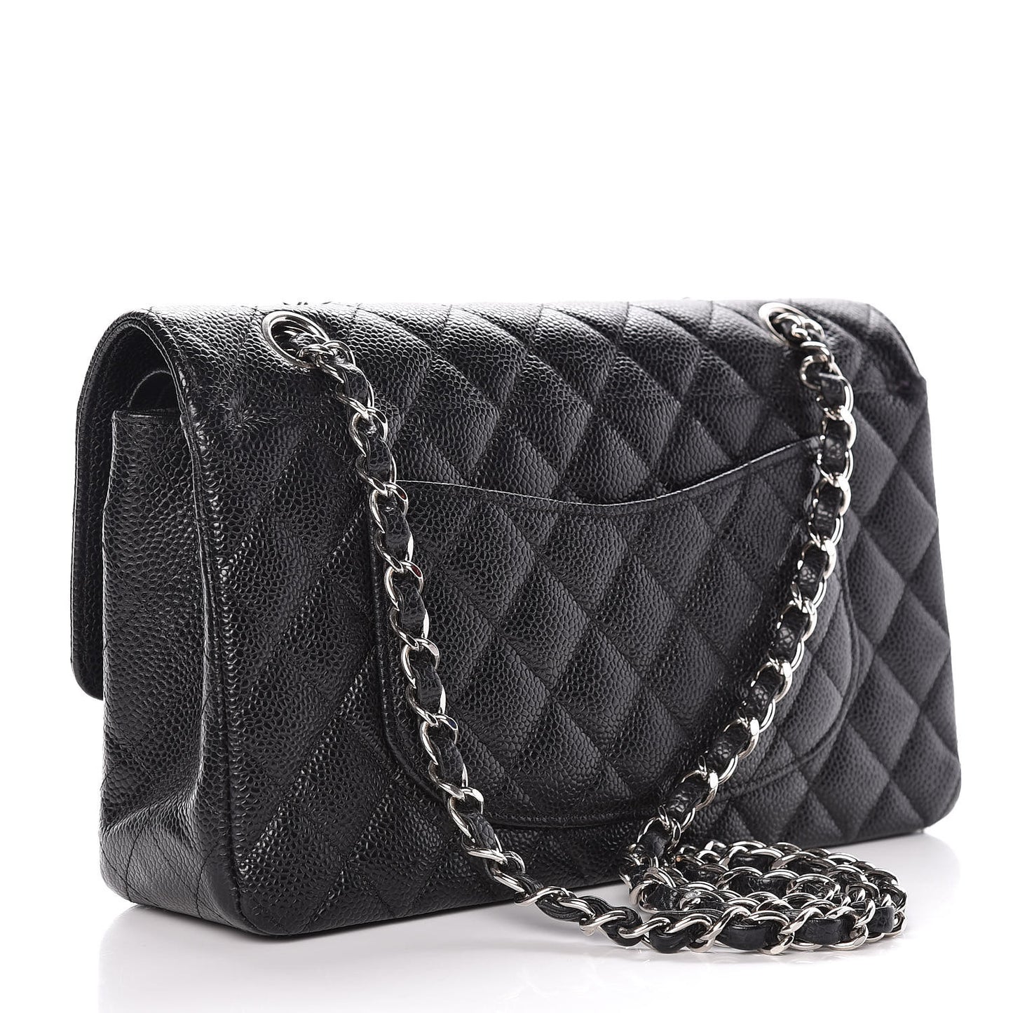 Caviar Quilted Medium Double Flap Black