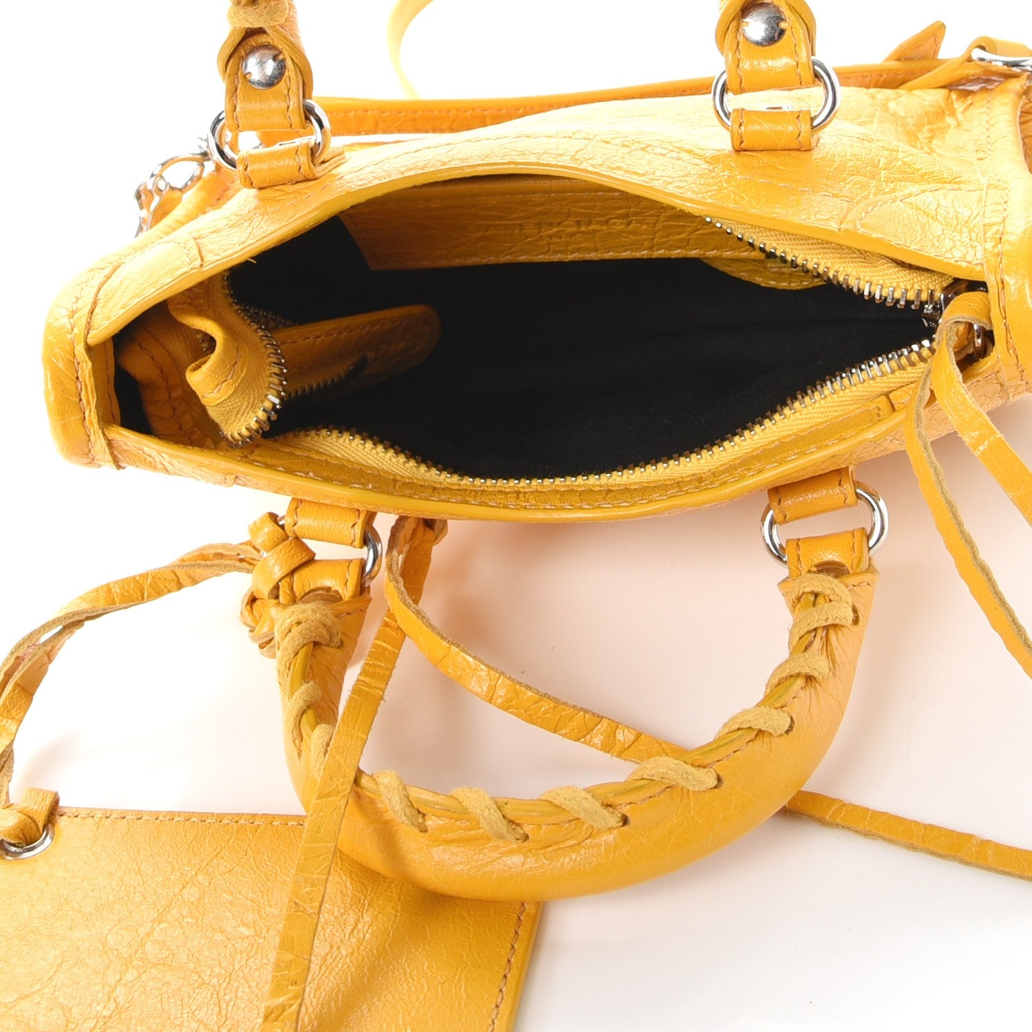 Balenciaga Agneau Classic Silver Hardware Nano City Jaune Epi 6 of 9