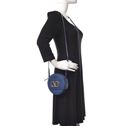 Valentino Garavani Calfskin VLogo Round Crossbody Bag Blue 2 of 10