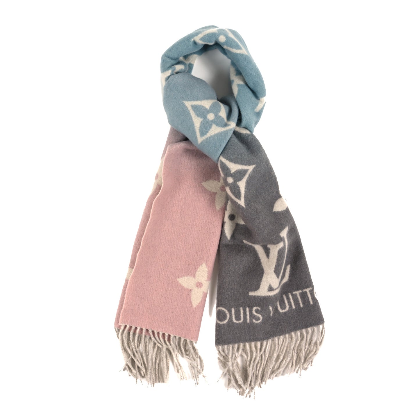 Cashmere Monogram Reykjavik Scarf Bleu Rose