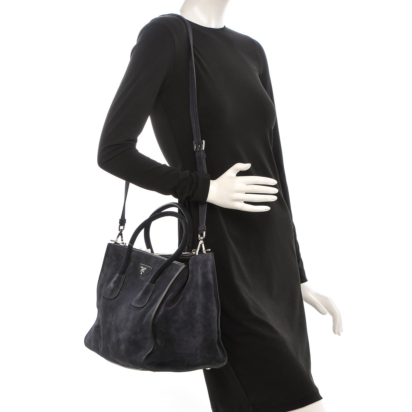 Suede Scamosciato Twin Pocket Tote Blue