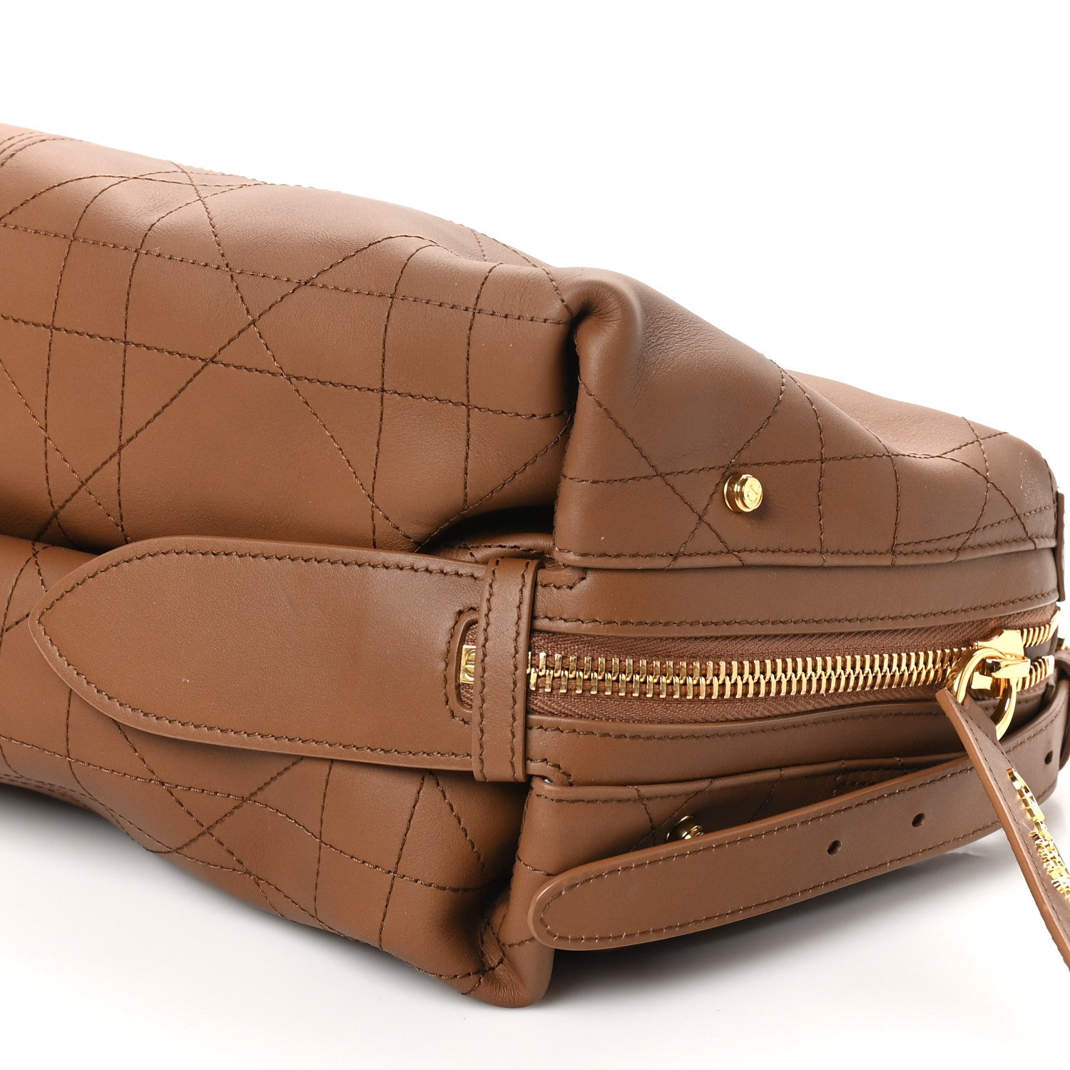 Christian Dior Calfskin Macrocannage Medium D-Journey Bag Camel