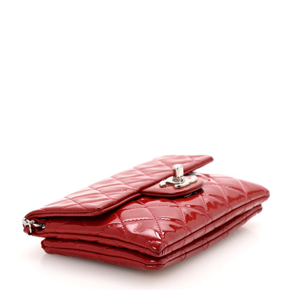 Chanel Patent Quilted Mini Flap Clutch With Chain  Red 4 of 13