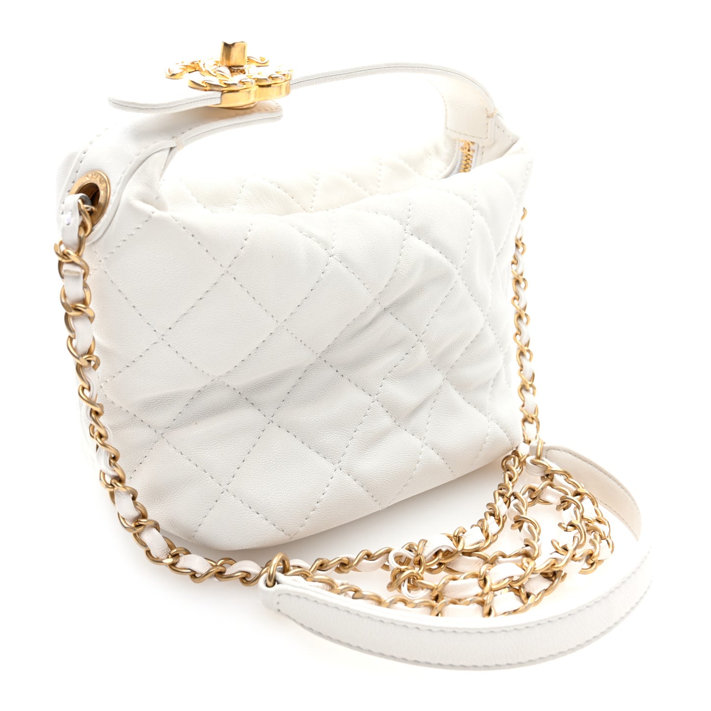 Lambskin Quilted Small Perfect Meeting Hobo White