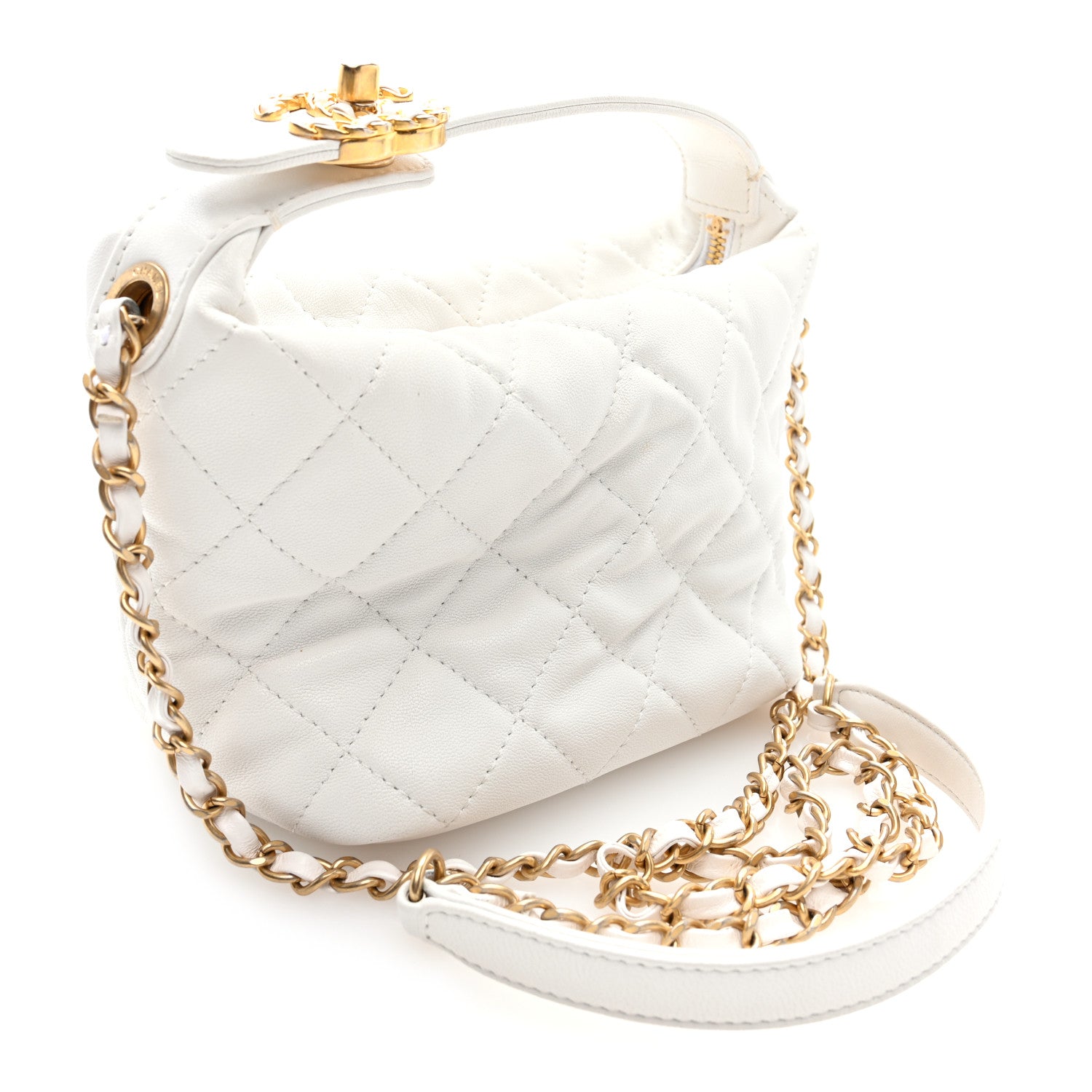 Chanel Lambskin Quilted Small Perfect Meeting Hobo White 2 of 9
