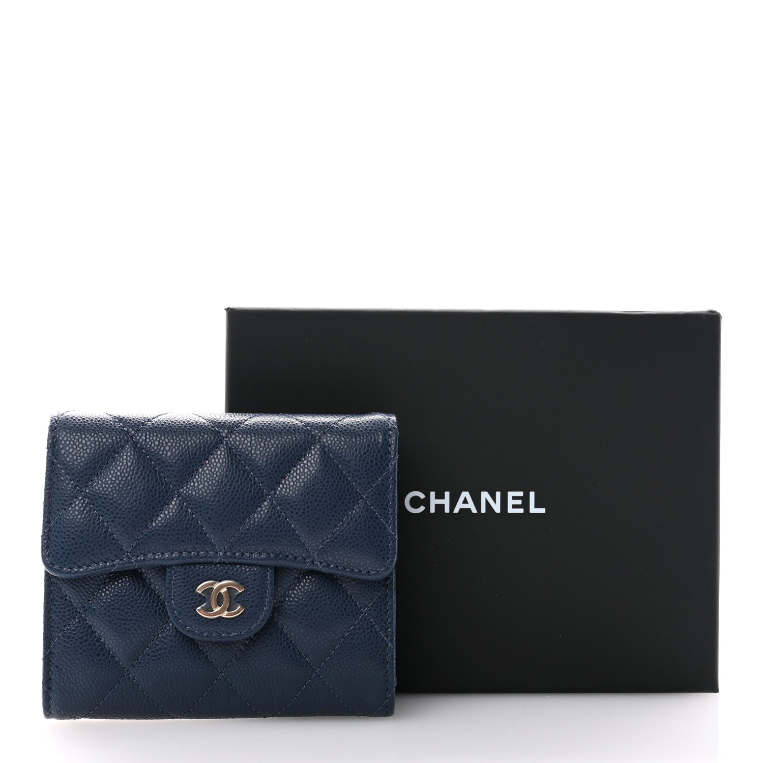 Chanel Caviar Quilted Compact Flap Wallet Navy 9 of 9