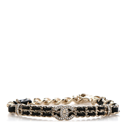 Chanel Lambskin Crystal CC Chain Bracelet Gold Black 1 of 5