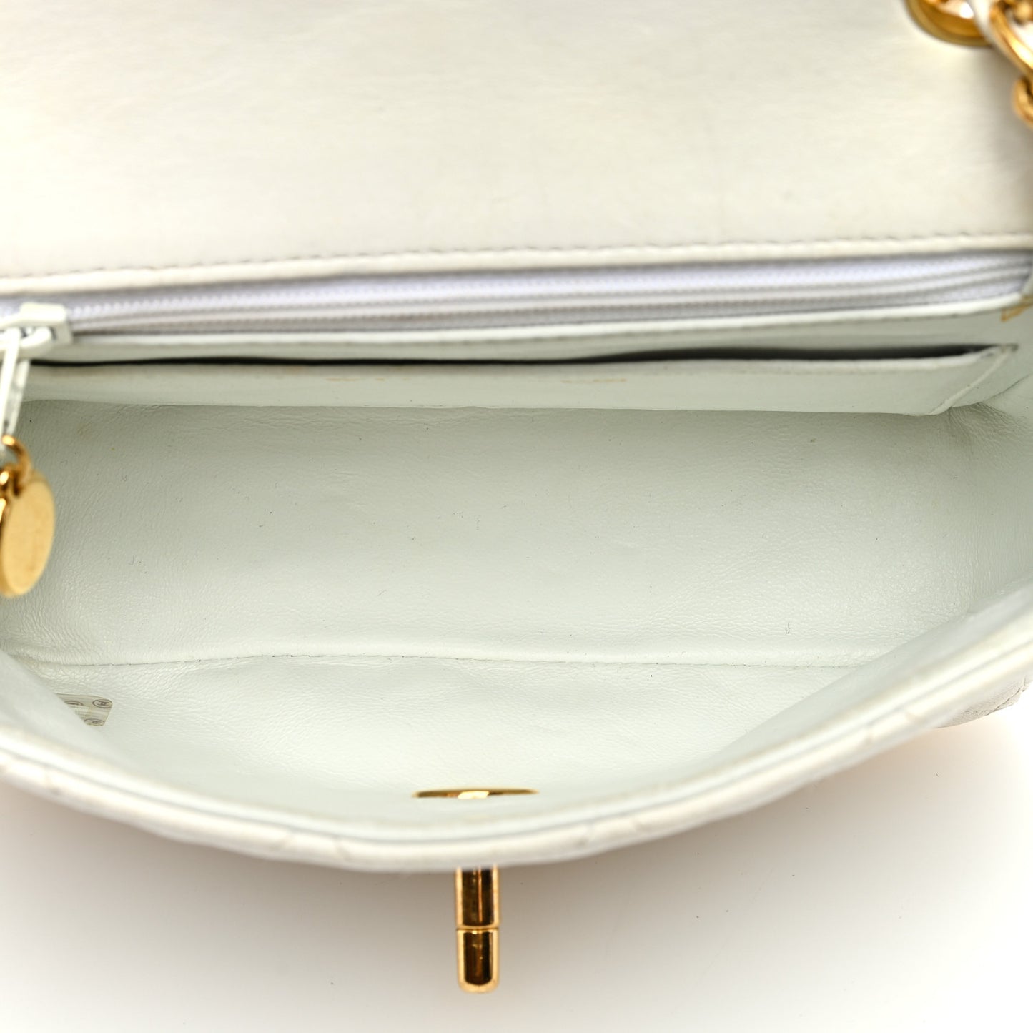 Lambskin Quilted Mini Square Flap White