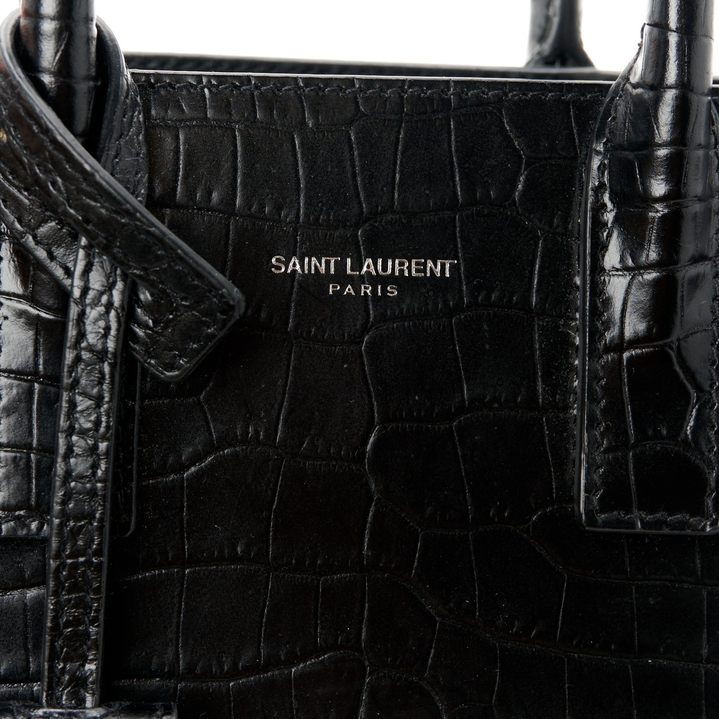 Calfskin Crocodile Embossed Nano Sac De Jour Black