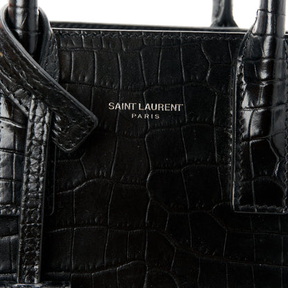 Saint Laurent Calfskin Crocodile Embossed Nano Sac De Jour Black 8 of 11