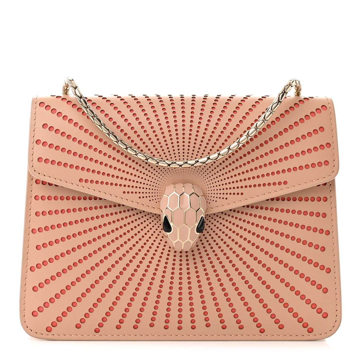 Calfskin Laser Cut Small Serpenti Forever Diamond Blast Sunshine Crossbody Bag Beige