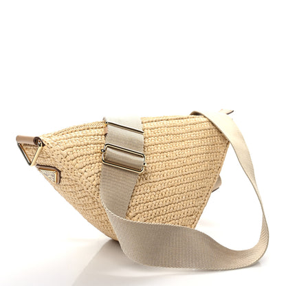 Prada Yarn Raffia Effect Crochet Triangle Shoulder Bag Naturale 3 of 11