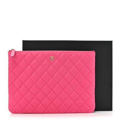 Chanel Lambskin Quilted Medium Cosmetic Case Dark Pink 10 of 10