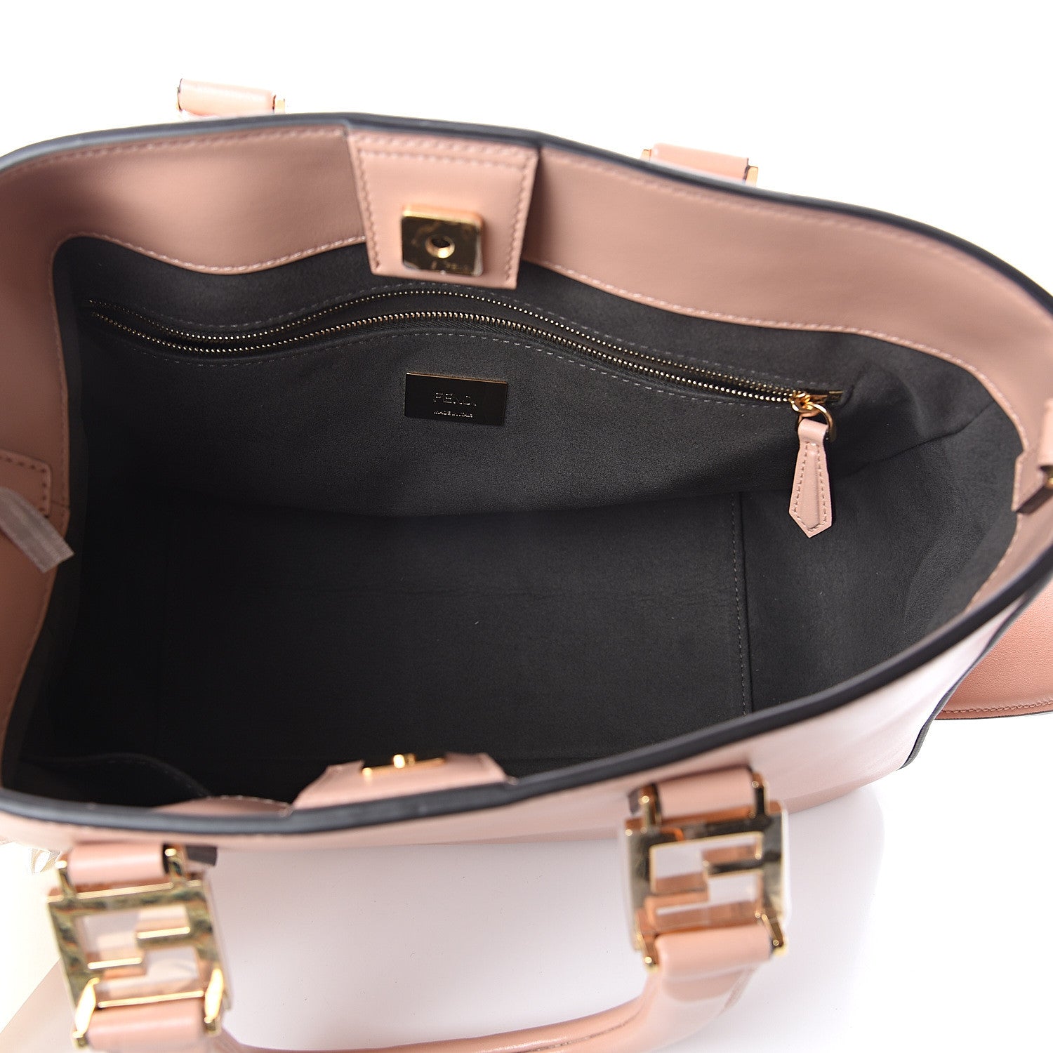 Fendi Vitello Glacier Small FF Tote Rosa Bourbon 4 of 8