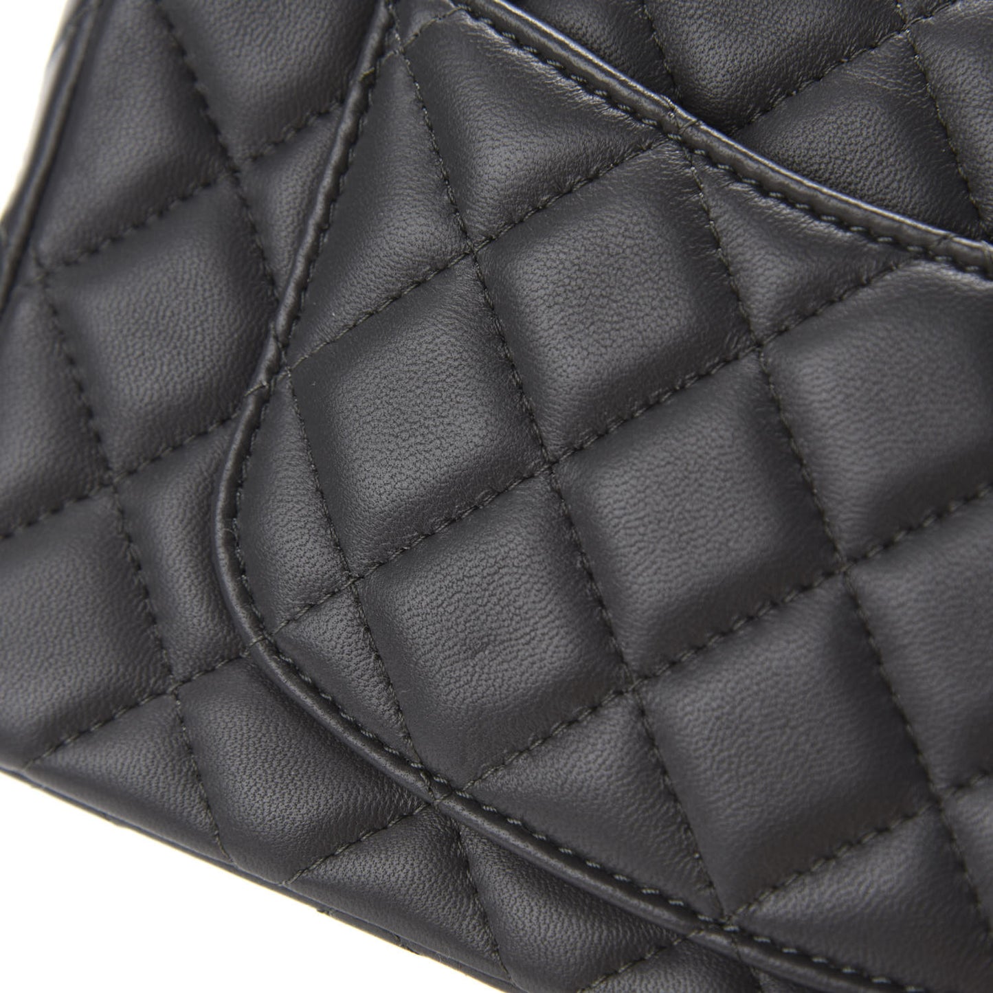 Lambskin Quilted Mini Rectangular Flap Grey