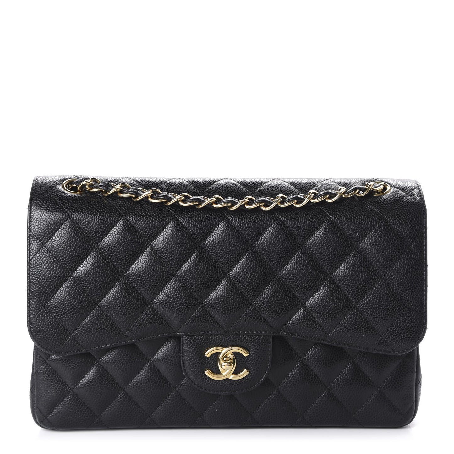 Caviar Quilted Jumbo Double Flap Black