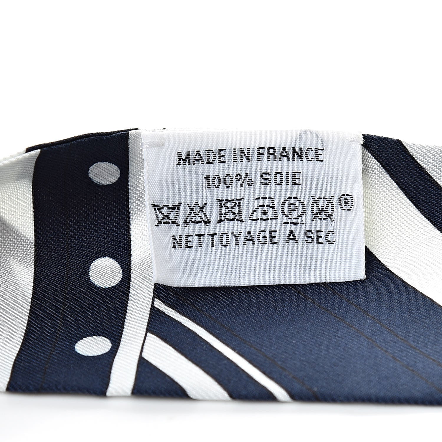 Hermes Silk Faubourg Rainbow Twilly Marine Blanc 3 of 5