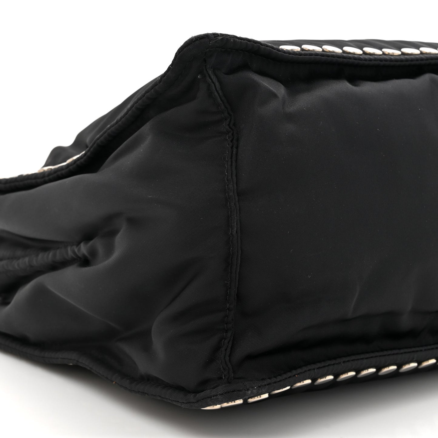 Tessuto Nylon Small Etiquette Studded Tote Black Astrale