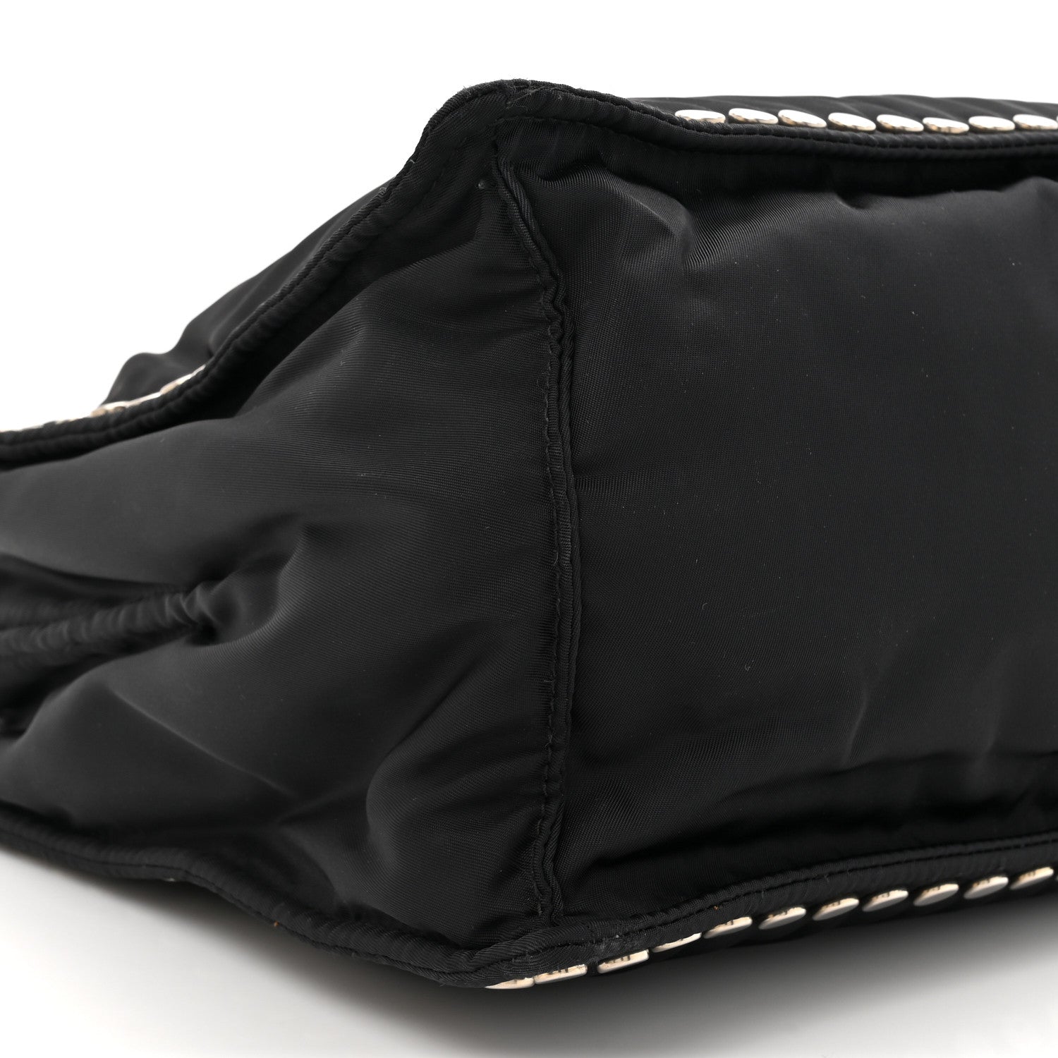 Prada Tessuto Nylon Small Etiquette Studded Tote Black Astrale 10 of 13