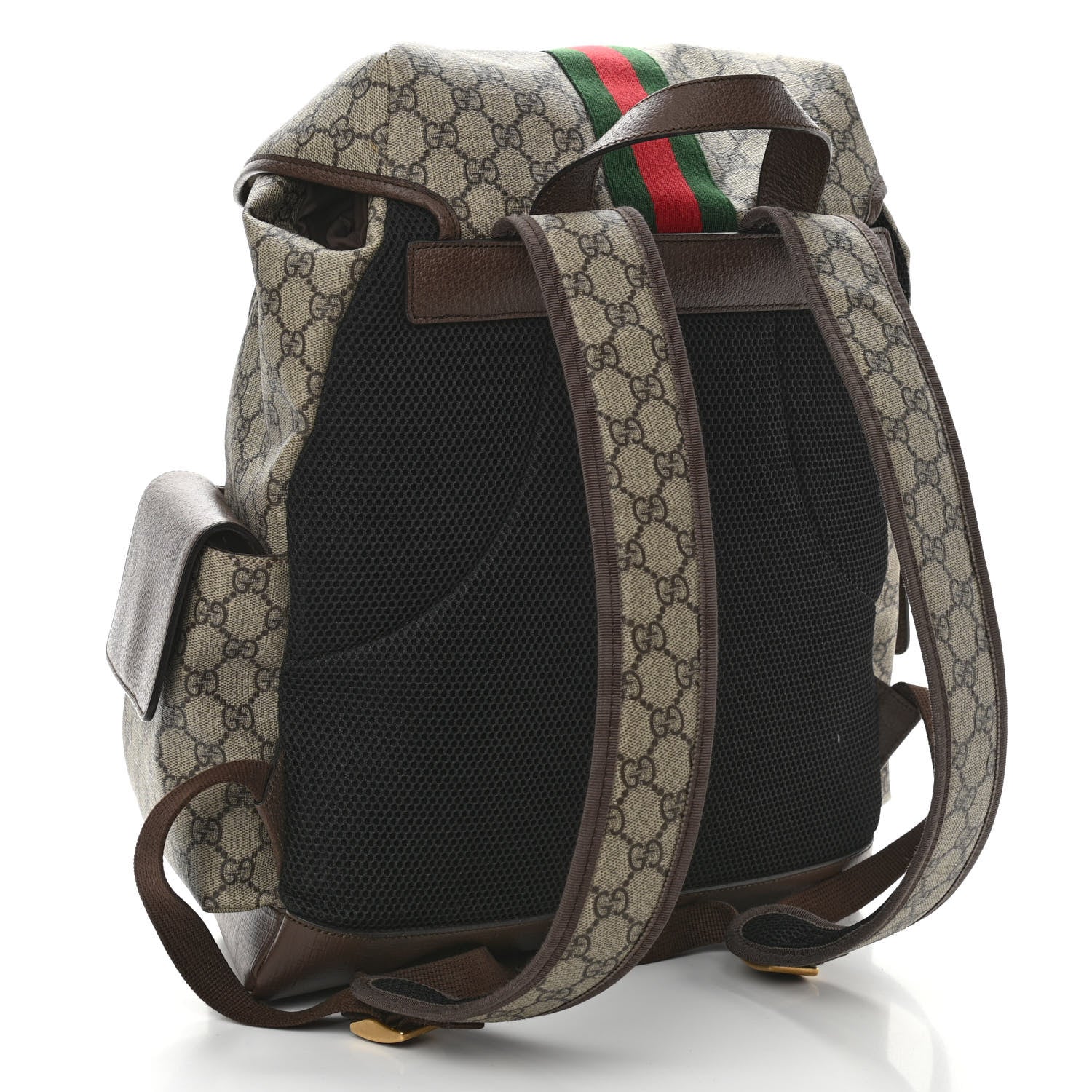 Gucci GG Supreme Monogram Medium Ophidia Double Buckle Backpack Brown 3 of 12