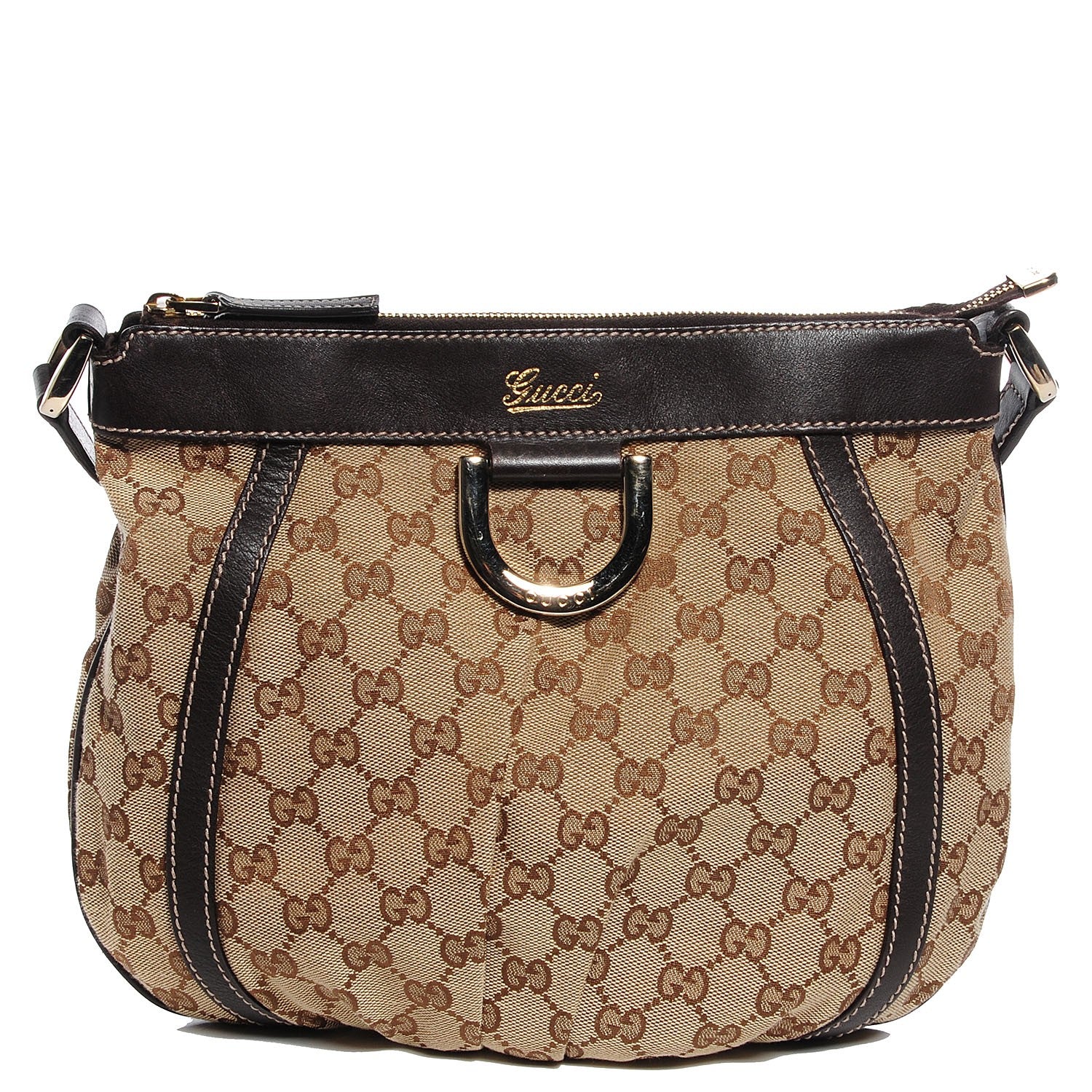Gucci Monogram Small D Gold Ring Messenger Dark Brown 1 of 9