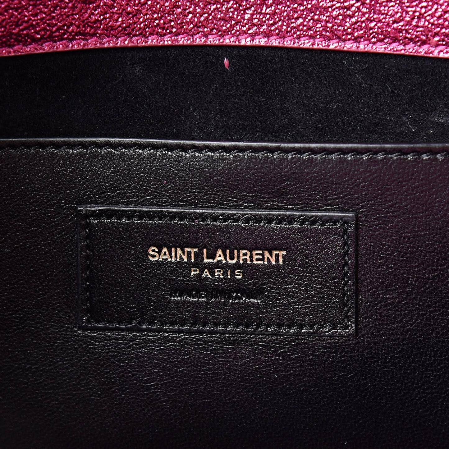 Metallic Calfskin Monogram Cassandre Clutch Fuchsia