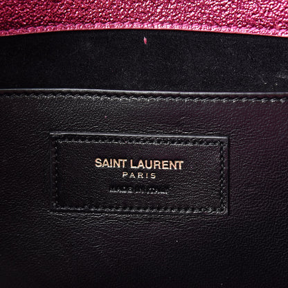 Saint Laurent Metallic Calfskin Monogram Cassandre Clutch Fuchsia 6 of 9