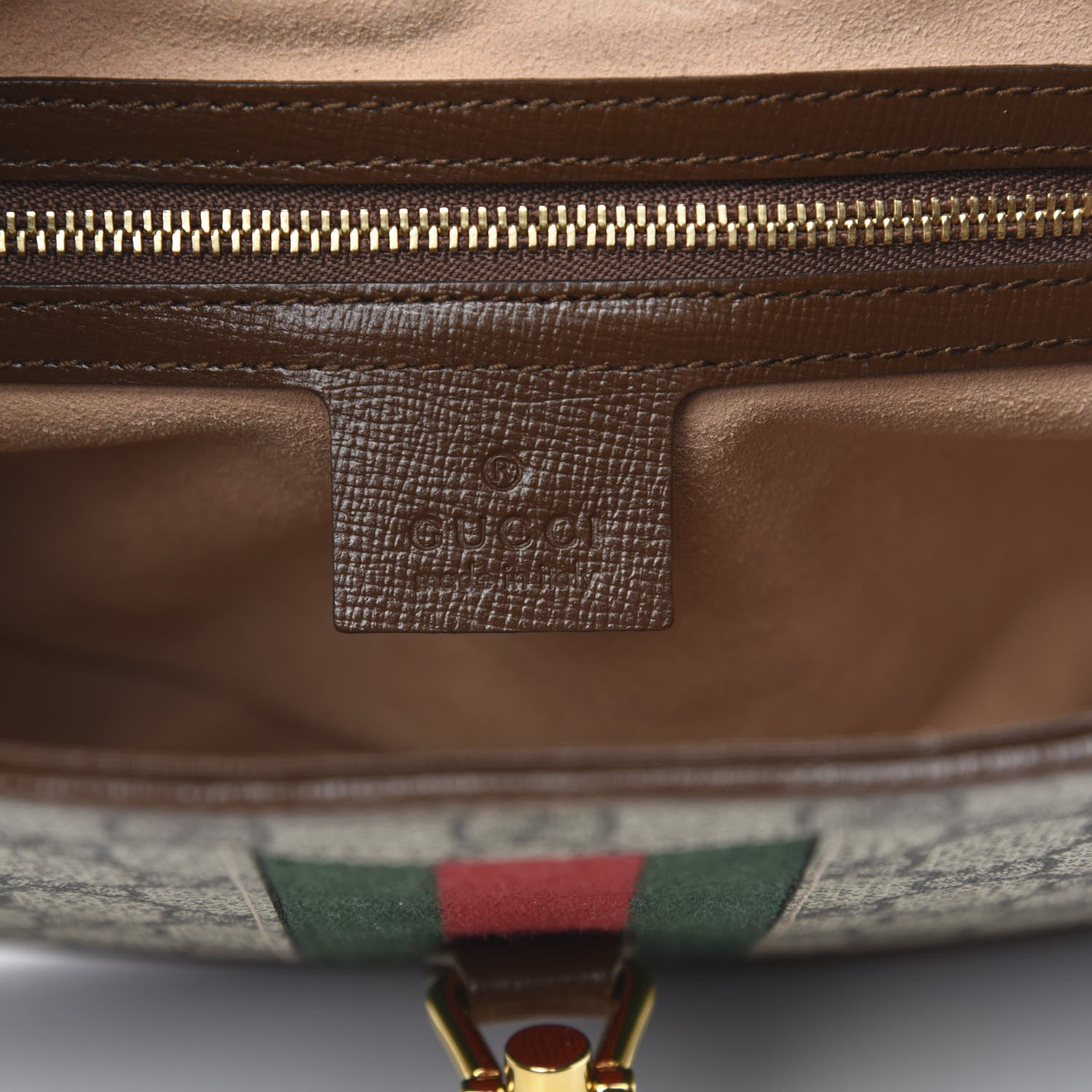Gucci GG Supreme Monogram Azalea Calfskin Web Small Jackie 1961 Hobo Beige Ebony Brown Sugar 6 of 10