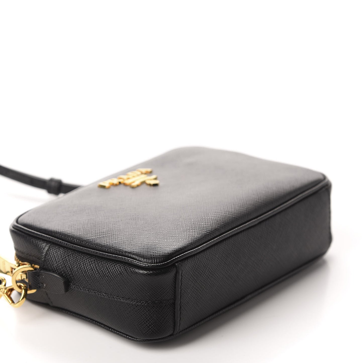 Saffiano Lux Small Camera Crossbody Bag Black
