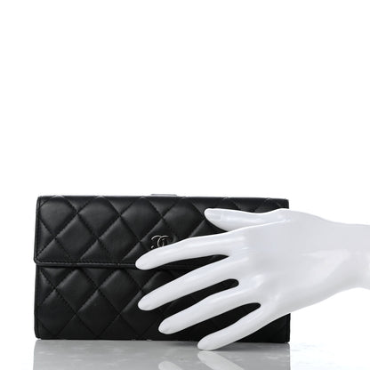 Chanel Lambskin Quilted Long Flap Wallet Black 3 of 23