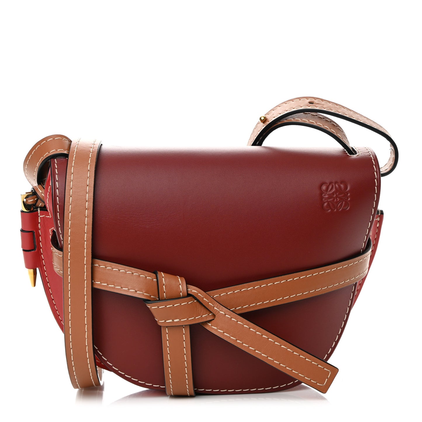 Calfskin Small Gate Crossbody Bag Garnet Pomodoro