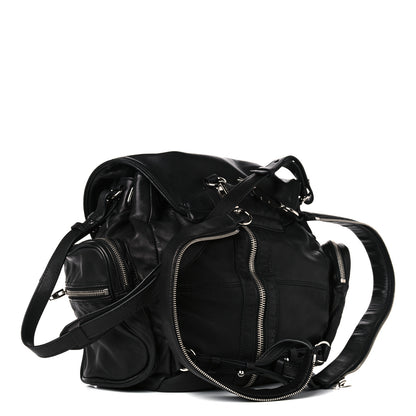 Alexander Wang Lambskin Marti Backpack Bag Washed Black Rhodium Hardware 3 of 9