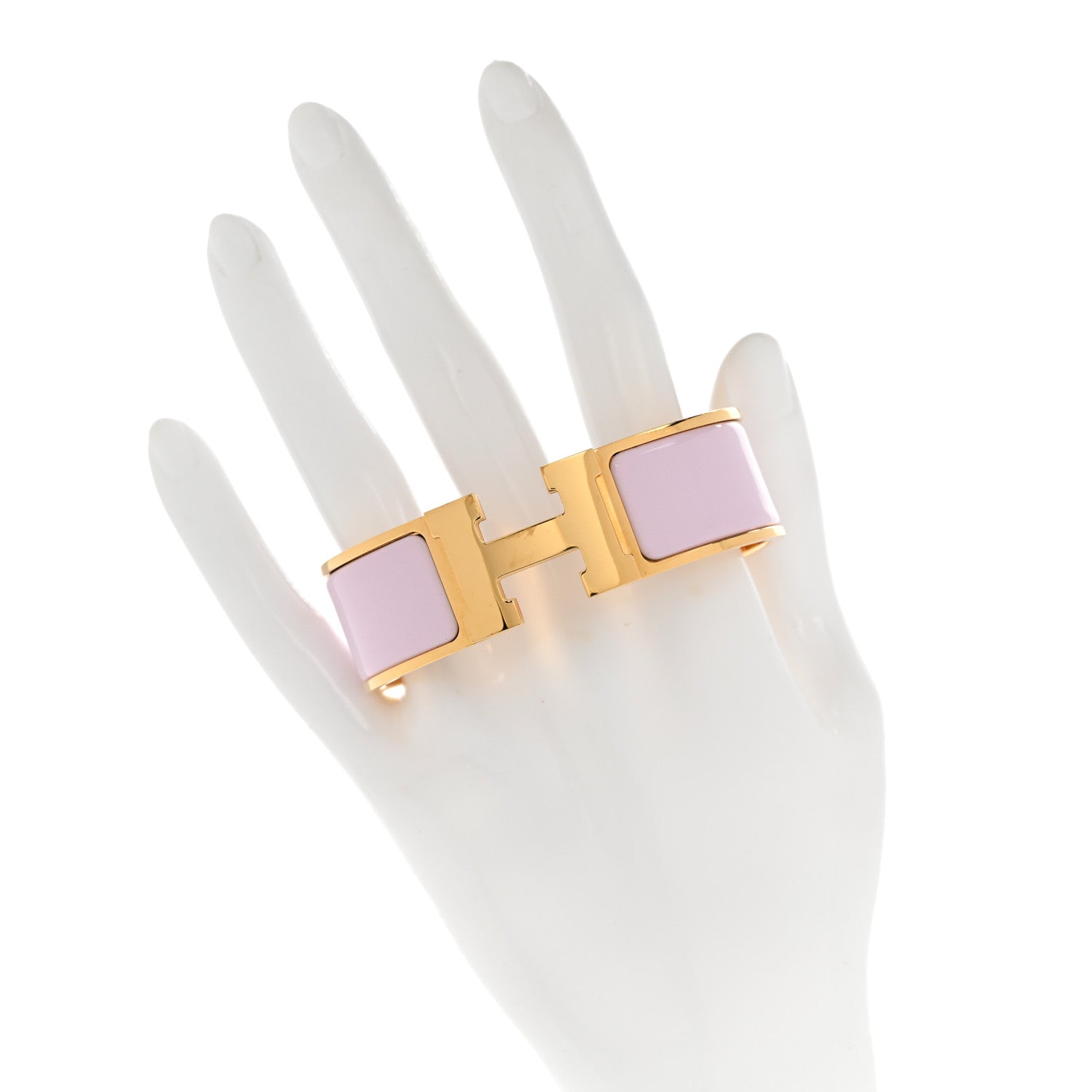 Hermes Enamel Wide Clic Clac H Bracelet PM Rose Dragee 2 of 6