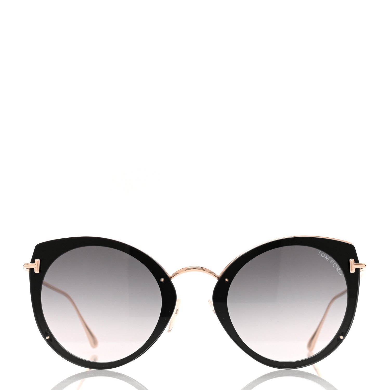 Tom Ford Acetate Metal Jess Cat Eye Sunglasses TF683 Black 2 of 7