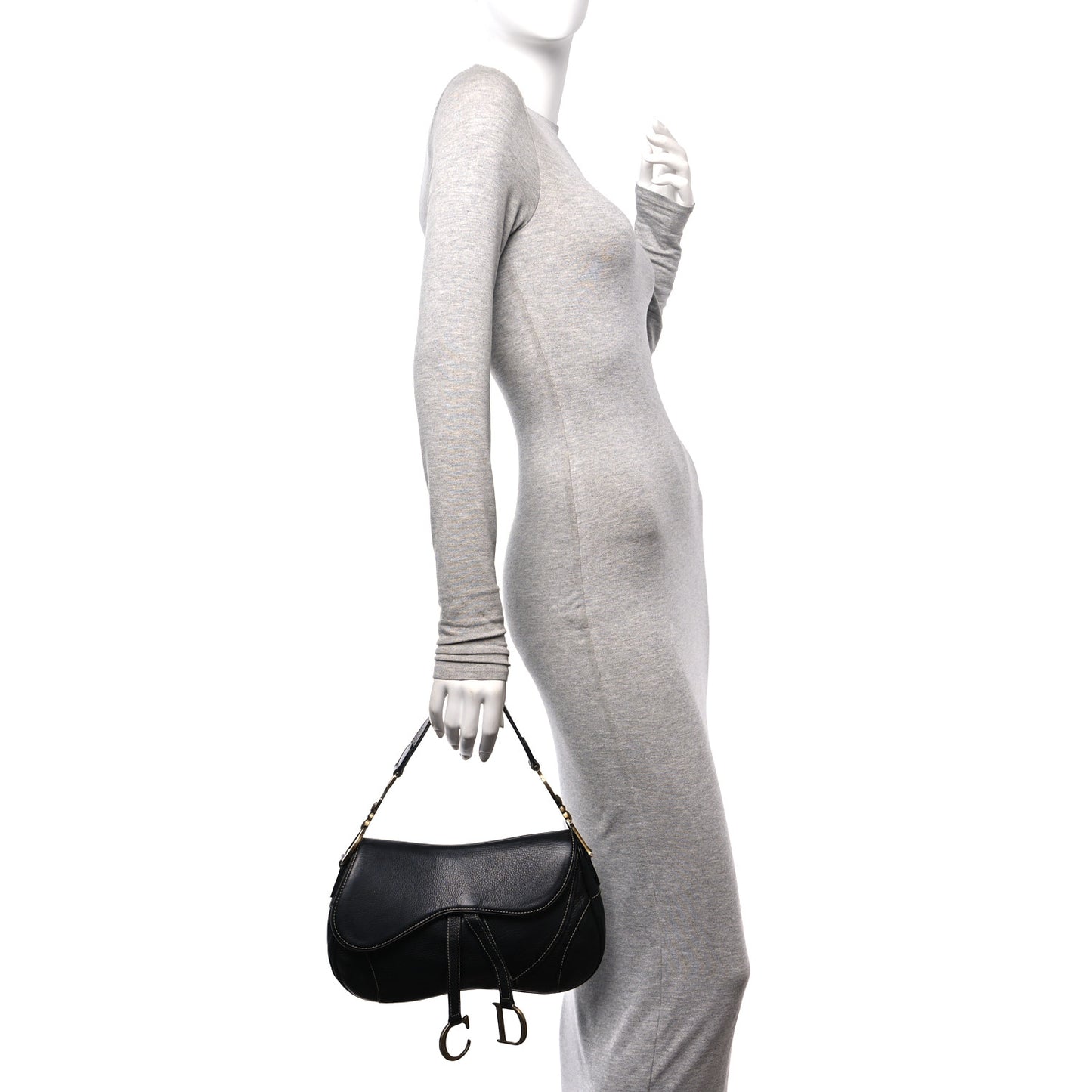 Calfskin Double Saddle Bag Black