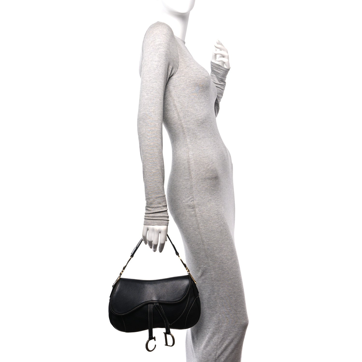 Christian Dior Calfskin Double Saddle Bag Black 2 of 10