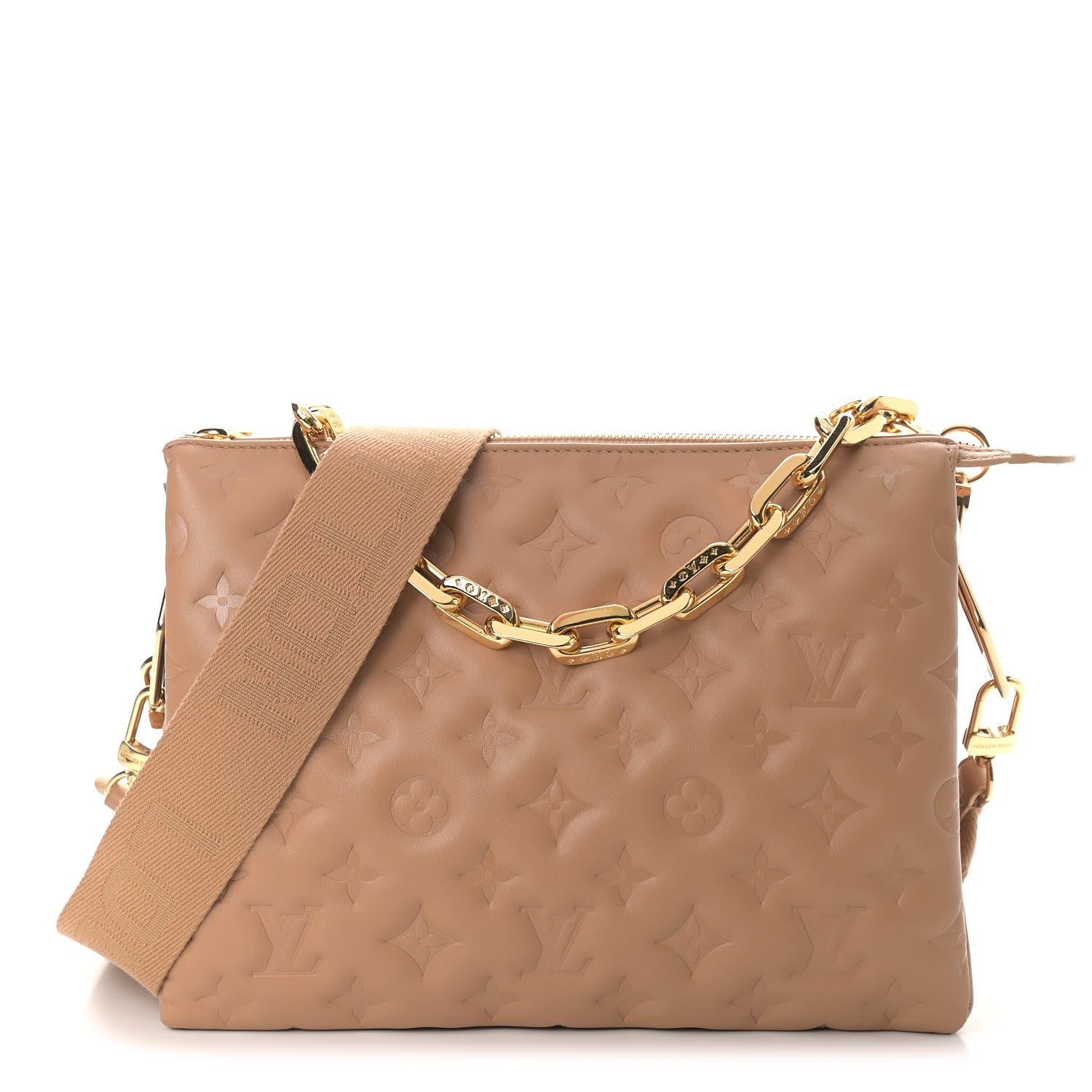 Louis Vuitton Lambskin Embossed Monogram Coussin PM Camel 1 of 8