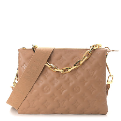 Louis Vuitton Lambskin Embossed Monogram Coussin PM Camel 1 of 8