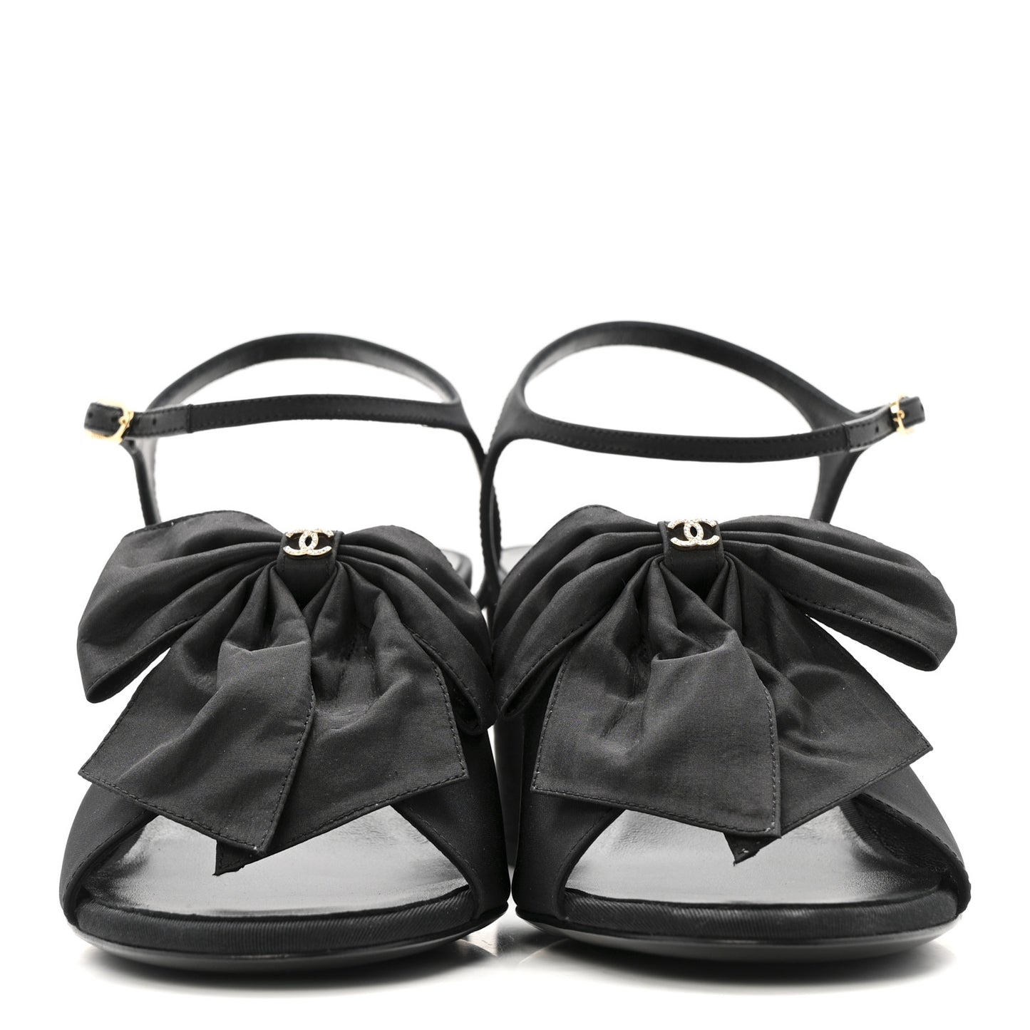 Silk Crystal Bow CC Sandals 40 Black