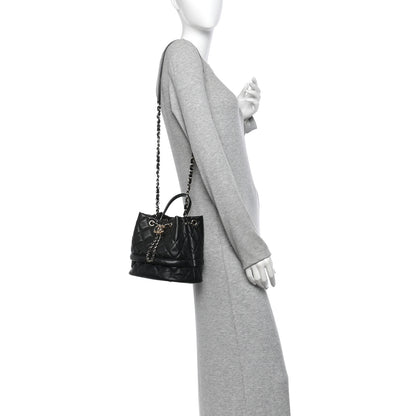 Chanel Caviar Quilted Rolled Up Bucket Drawstring Bag Black 2 of 10