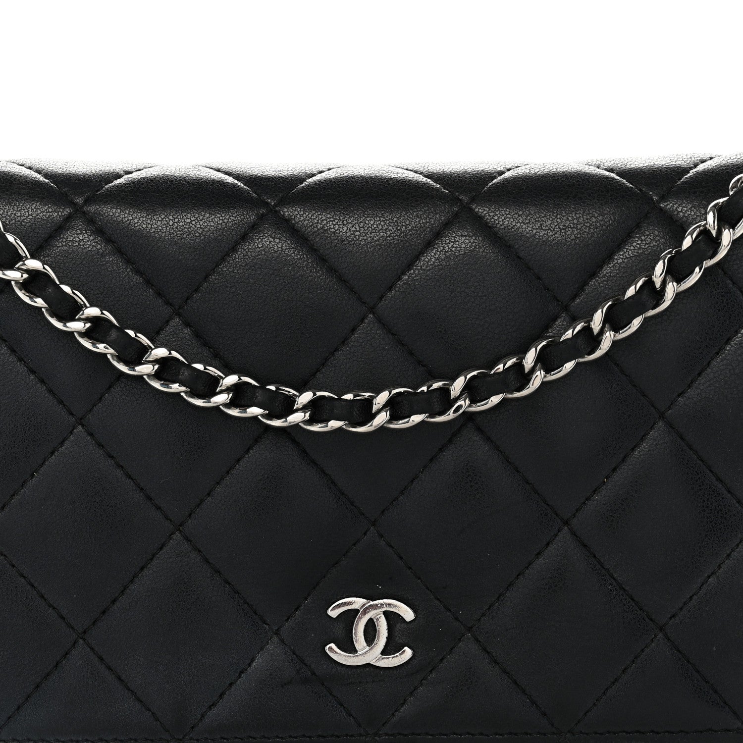 Chanel Lambskin Quilted Wallet On Chain WOC Black 9 of 13