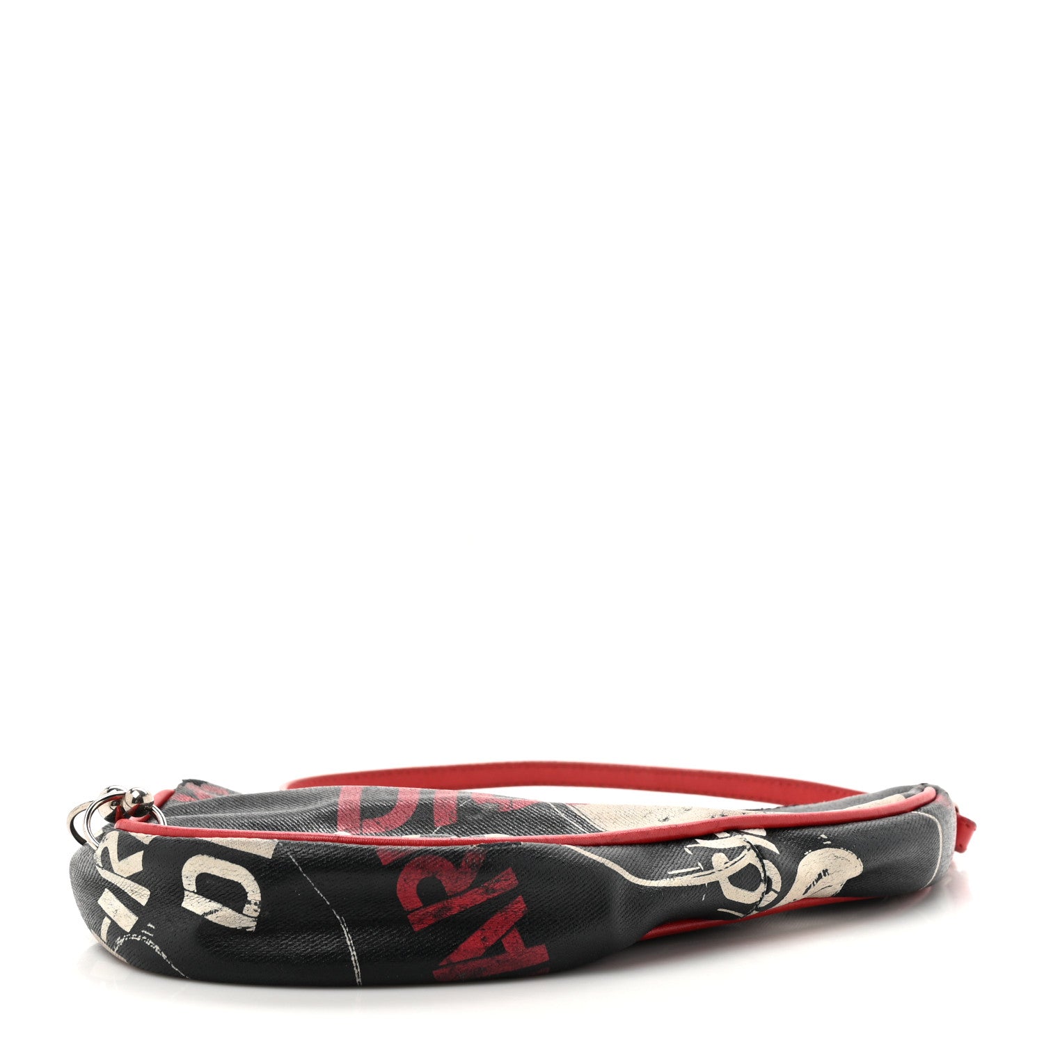 Christian Dior Coated Canvas Hardcore Mini Saddle Pochette Black Red 4 of 13
