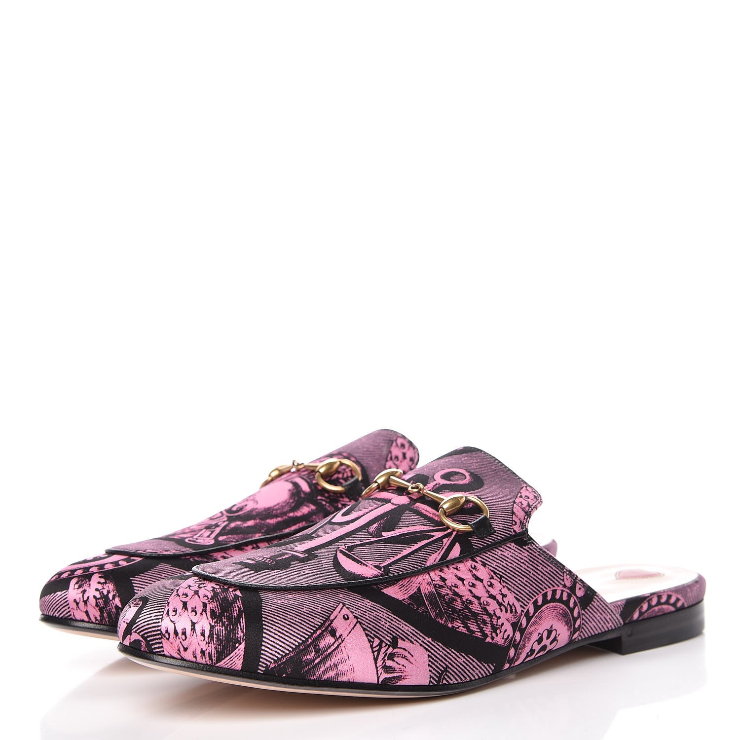 Gucci Silk Satin Saint Romain Womens Princetown Slippers 40 Pink Black 3 of 9