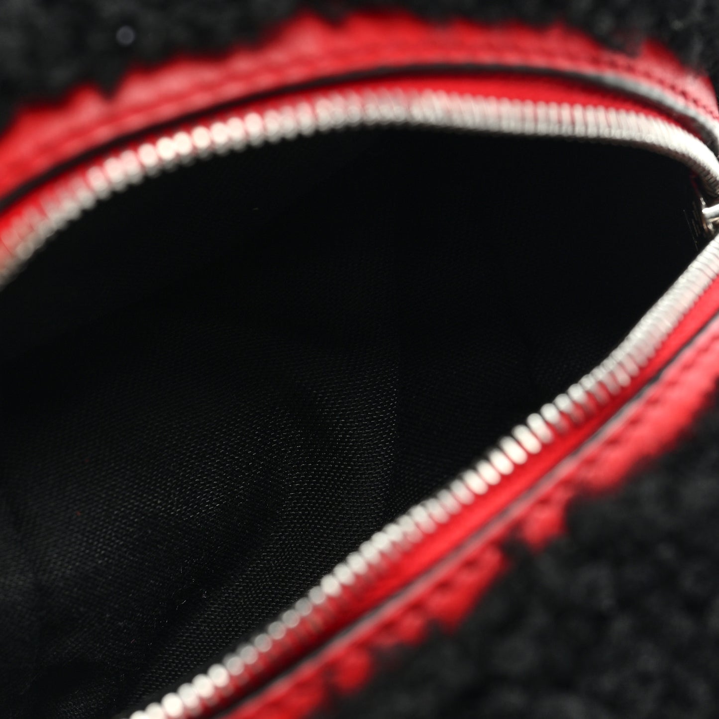 Shearling Dice Bag Charm Black Red